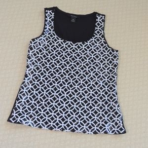 White House Black Market Black & White Sequin Tank